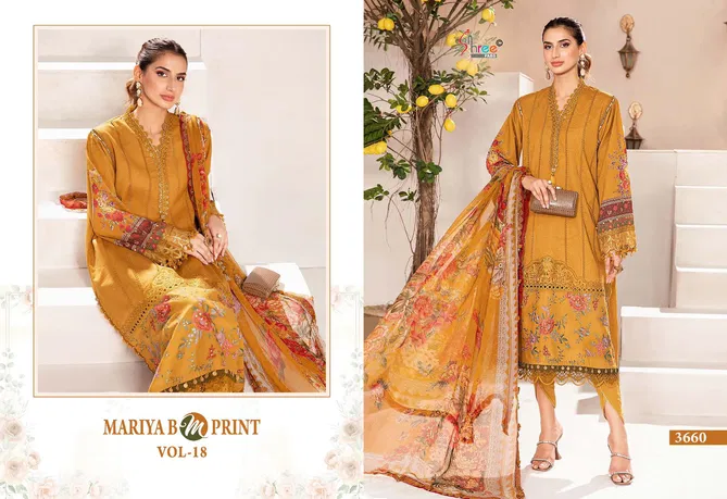 Mariya B M Print Vol 18 By Shree Embroidery Patch Cotton Pakistani Suits Suppliers In Surat
